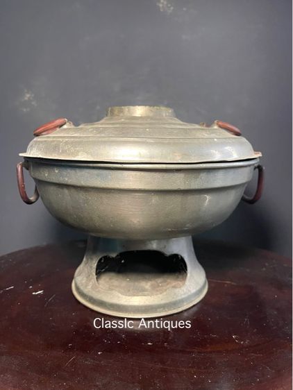 หม้อหยวนโล้ ทองเหลือง หม้อไฟโบราณเก่าสะสม รูปที่ 6