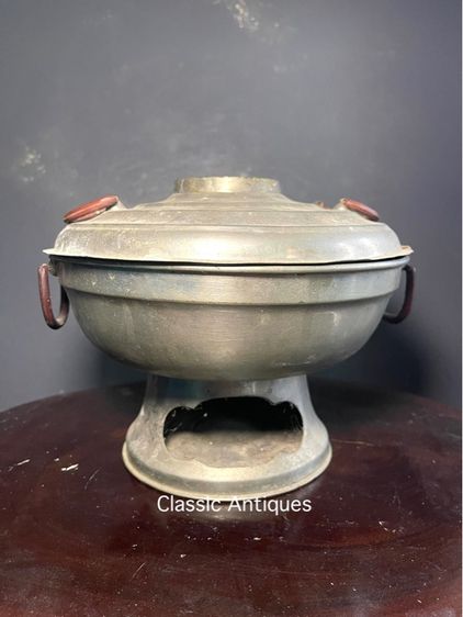 หม้อหยวนโล้ ทองเหลือง หม้อไฟโบราณเก่าสะสม รูปที่ 2