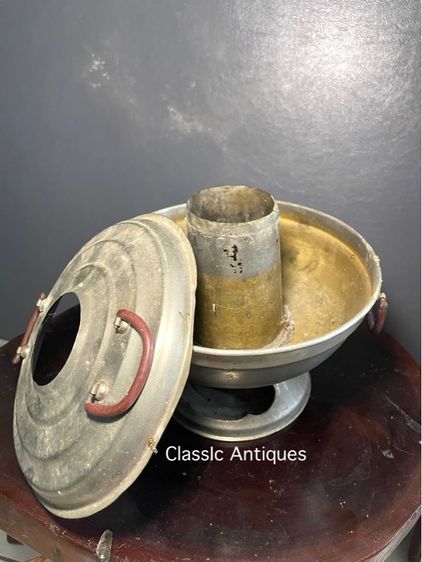 หม้อหยวนโล้ ทองเหลือง หม้อไฟโบราณเก่าสะสม รูปที่ 9