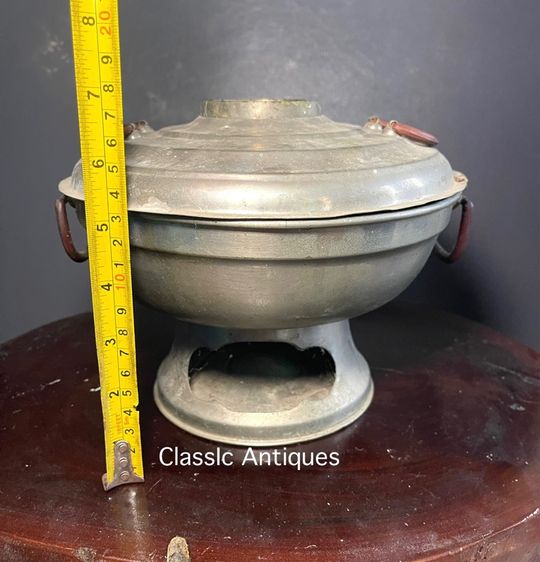 หม้อหยวนโล้ ทองเหลือง หม้อไฟโบราณเก่าสะสม รูปที่ 14