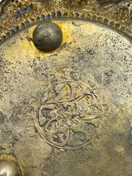 ถาด ทองเหลือง ตอกลายกะไหล่ทอง โบราณเก่าสะสม รูปที่ 12