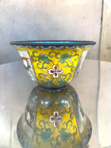 จอกน้ำชา ถ้วยน้ำชาถมปัด หงษ์มังกร ปลาหลีฮื้อ สะสม รูปที่ 9