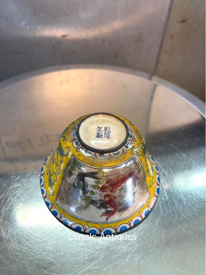 จอกน้ำชา ถ้วยน้ำชาถมปัด หงษ์มังกร ปลาหลีฮื้อ สะสม รูปที่ 12