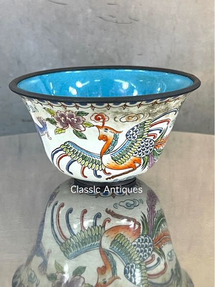 จอกน้ำชา ถ้วยน้ำชาถมปัด หงษ์มังกร ปลาหลีฮื้อ สะสม รูปที่ 3