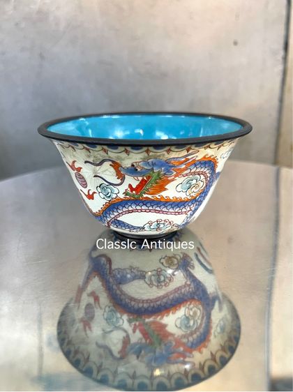 จอกน้ำชา ถ้วยน้ำชาถมปัด หงษ์มังกร ปลาหลีฮื้อ สะสม รูปที่ 2