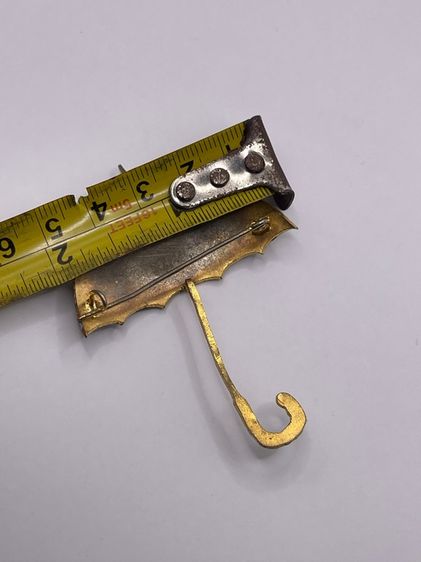 เข็มกลัด ร่ม ทองเหลืองลงยา โบราณเก่าสะสม รูปที่ 9