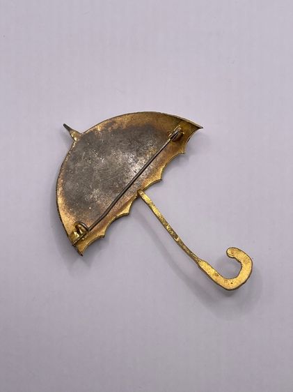 เข็มกลัด ร่ม ทองเหลืองลงยา โบราณเก่าสะสม รูปที่ 7