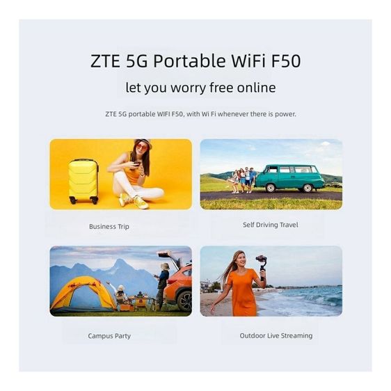 Pocket WiFi 5G ใส่ซิม live ไลฟ์สด นอกสถานที ZTE F50 เราเตอร์ พกพา ใส่ซิม ฮอตสปอต hotspot เน็ตความเร็วสูง พ็อคเก็ตไวไฟ รูปที่ 3