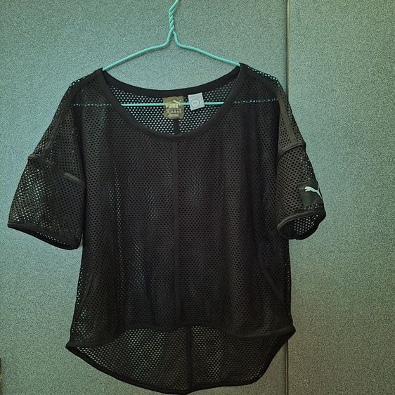 เสื้อตาข่ายซีทรู คอกลม สีดำ แซ่บมาก 