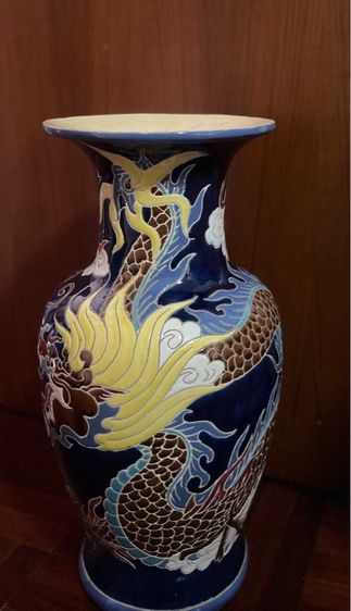 แจกันเดี่ยว มังกรคู่ เก่า ของสะสม รูปที่ 3