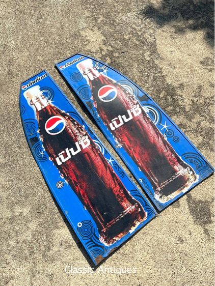 ป้าย ขวดเป๊บซี่ PEPSI สังกะสีแผ่นใหญ่ เก่าสะสมA1 รูปที่ 3