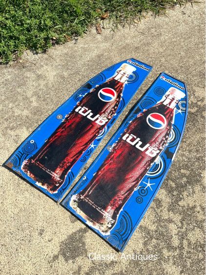ป้าย ขวดเป๊บซี่ PEPSI สังกะสีแผ่นใหญ่ เก่าสะสมA1 รูปที่ 2