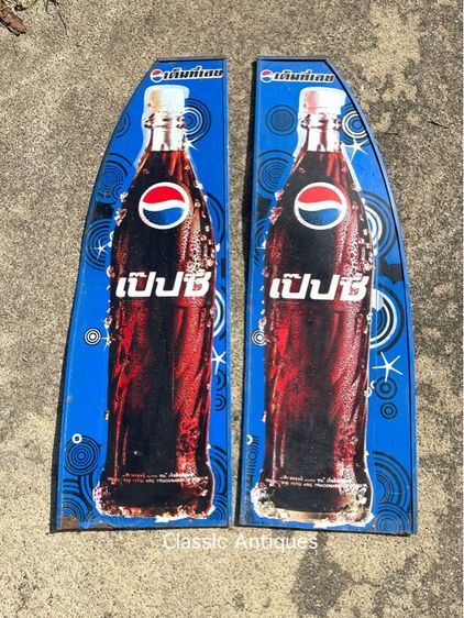 ป้าย ขวดเป๊บซี่ PEPSI สังกะสีแผ่นใหญ่ เก่าสะสมA1