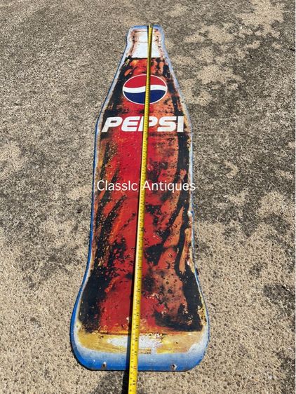 ป้าย ขวดเป๊บซี่ PEPSI สังกะสีแผ่นใหญ่ เก่าสะสม รูปที่ 7