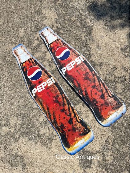 ป้าย ขวดเป๊บซี่ PEPSI สังกะสีแผ่นใหญ่ เก่าสะสม รูปที่ 2