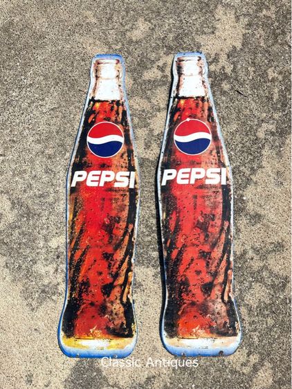 ป้าย ขวดเป๊บซี่ PEPSI สังกะสีแผ่นใหญ่ เก่าสะสม