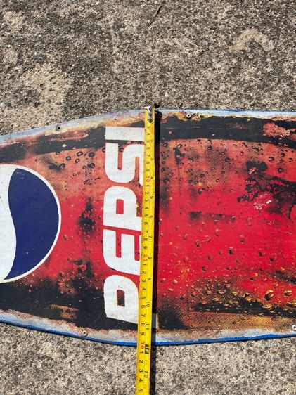 ป้าย ขวดเป๊บซี่ PEPSI สังกะสีแผ่นใหญ่ เก่าสะสม รูปที่ 9