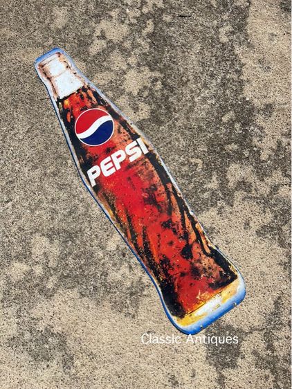 ป้าย ขวดเป๊บซี่ PEPSI สังกะสีแผ่นใหญ่ เก่าสะสม รูปที่ 5