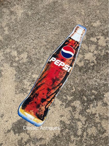 ป้าย ขวดเป๊บซี่ PEPSI สังกะสีแผ่นใหญ่ เก่าสะสม รูปที่ 6