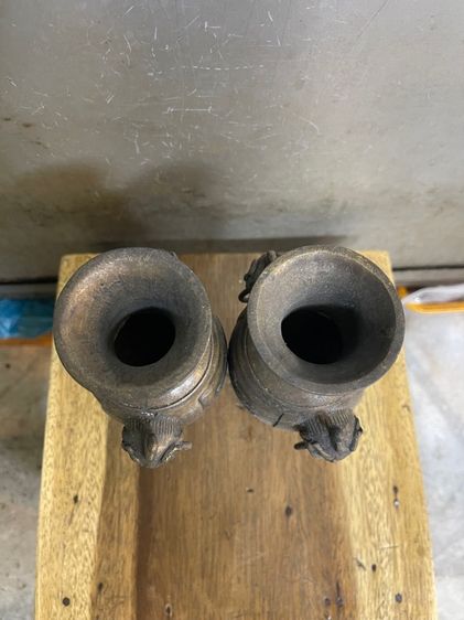 แจกัน หูสิงห์ สลักอักษรจีน ทองเหลืองสะสมA15 รูปที่ 10