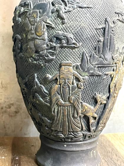 แจกัน เทพเจ้าฮกลกซิ้ว ทองเหลืองสะสมA14 รูปที่ 8