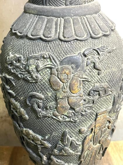 แจกัน เทพเจ้าฮกลกซิ้ว ทองเหลืองสะสมA14 รูปที่ 9