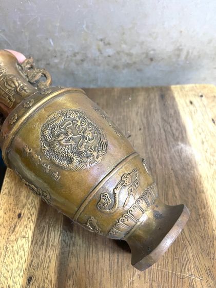 แจกัน หงษ์ มังกร ทองเหลือง A12 รูปที่ 17