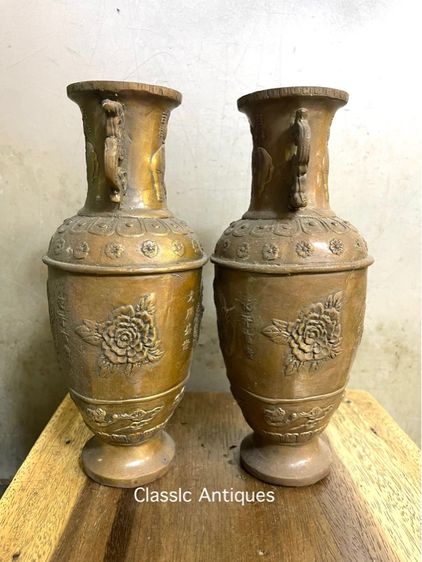 แจกัน หงษ์ มังกร ทองเหลือง A12 รูปที่ 4