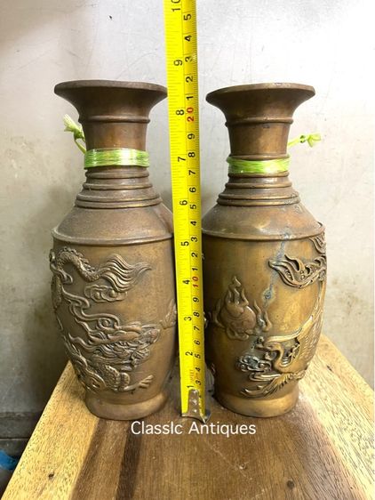 แจกัน หงษ์ มังกร ทองเหลือง A13 รูปที่ 6