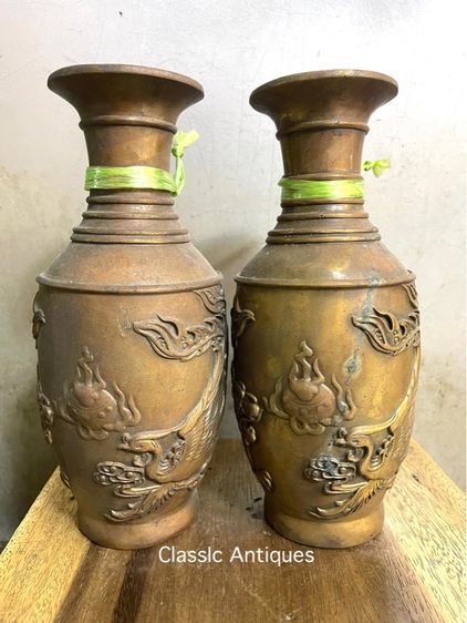 แจกัน หงษ์ มังกร ทองเหลือง A13 รูปที่ 5