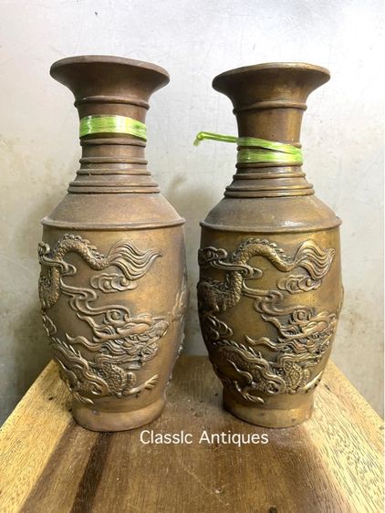 แจกัน หงษ์ มังกร ทองเหลือง A13 รูปที่ 2