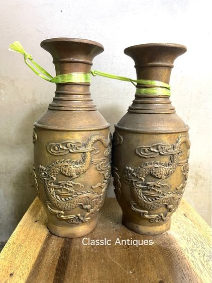 แจกัน หงษ์ มังกร ทองเหลือง A13 รูปที่ 3