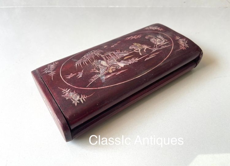 กล่องไม้ ฝังมุก โบราณเก่าสะสม รูปที่ 7