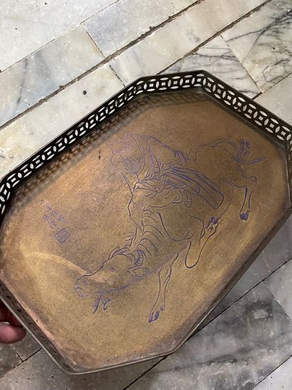 ถาด ทองเหลือง แปดเหลี่ยม ลงยาสะสม รูปที่ 4