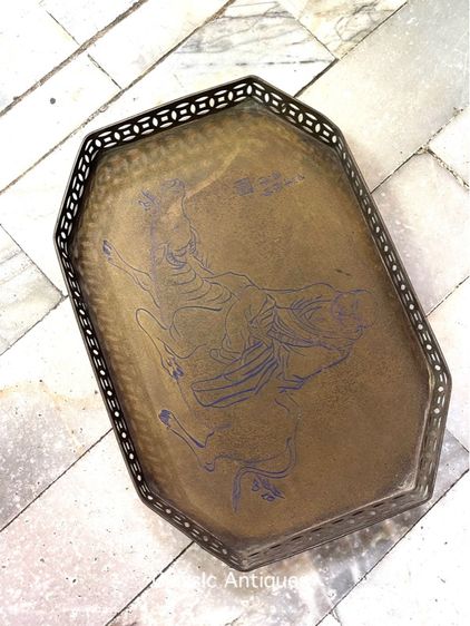 ถาด ทองเหลือง แปดเหลี่ยม ลงยาสะสม รูปที่ 8