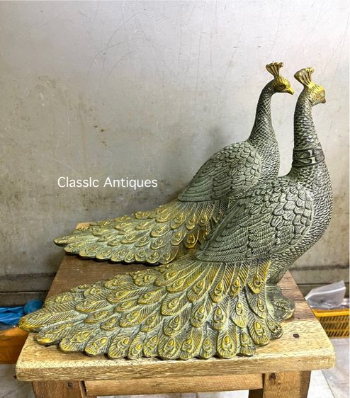 นกยูง คู่ใหญ่ ทองเหลืองสะสม A1 รูปที่ 5