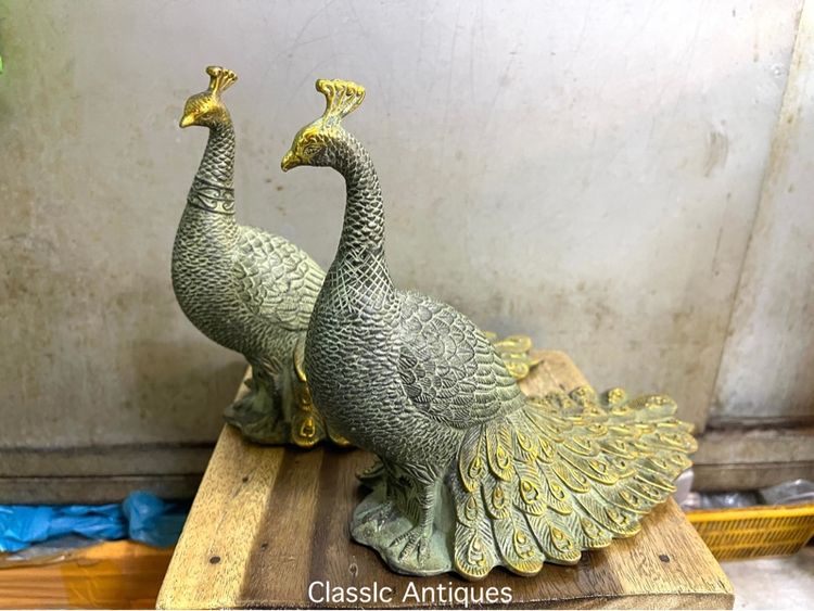 นกยูง คู่ใหญ่ ทองเหลืองสะสม A1 รูปที่ 2