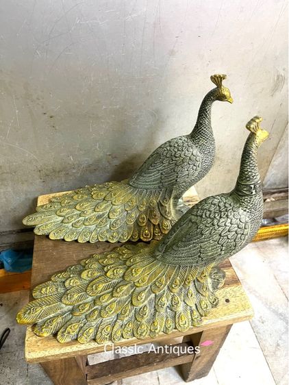 นกยูง คู่ใหญ่ ทองเหลืองสะสม A1 รูปที่ 6