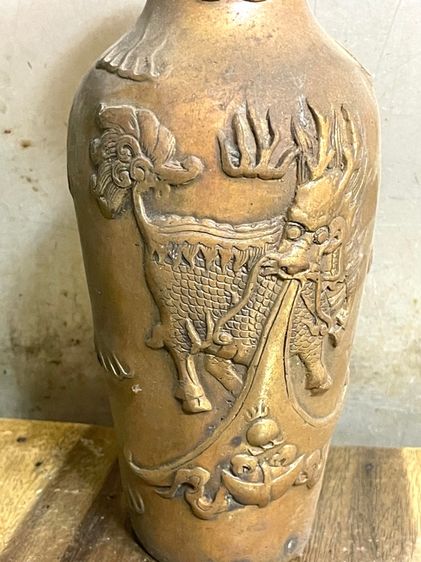 แจกัน กิเลนคู่ ทองเหลืองสะสมA17 รูปที่ 7