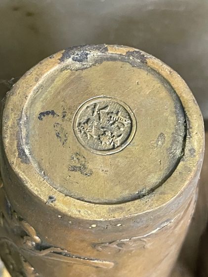 แจกัน กิเลนคู่ ทองเหลืองสะสมA17 รูปที่ 13