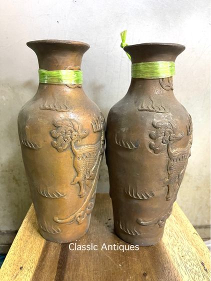 แจกัน กิเลนคู่ ทองเหลืองสะสมA17 รูปที่ 2