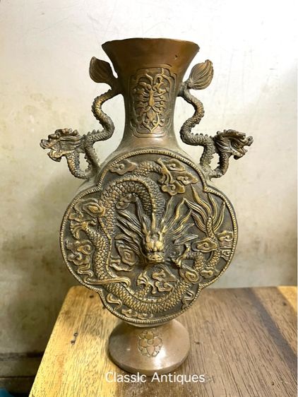 แจกัน มังกร ทองเหลือง A11 รูปที่ 9