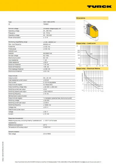 TURCK Rotation speed monitor 1-channel IM21-14EX-CDTRI โมดูลตรวจวัดความเร็วมอเตอร์ ของแท้ รูปที่ 6