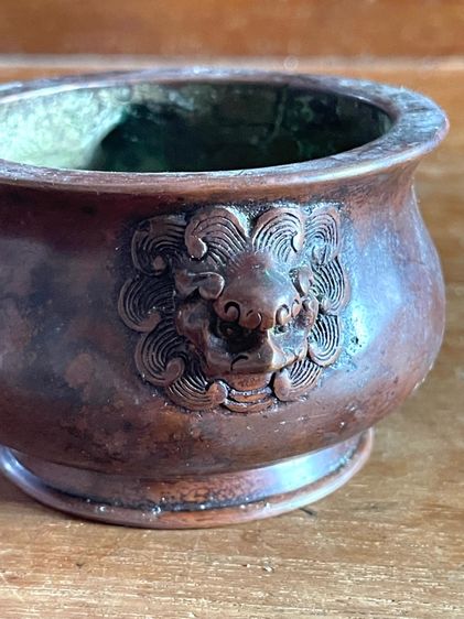 กระถาง ทองเหลือง หน้าสิงห์ สะสมA6 รูปที่ 8