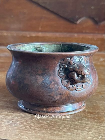 กระถาง ทองเหลือง หน้าสิงห์ สะสมA6 รูปที่ 3