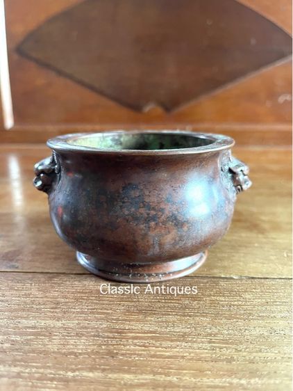 กระถาง ทองเหลือง หน้าสิงห์ สะสมA6 รูปที่ 11