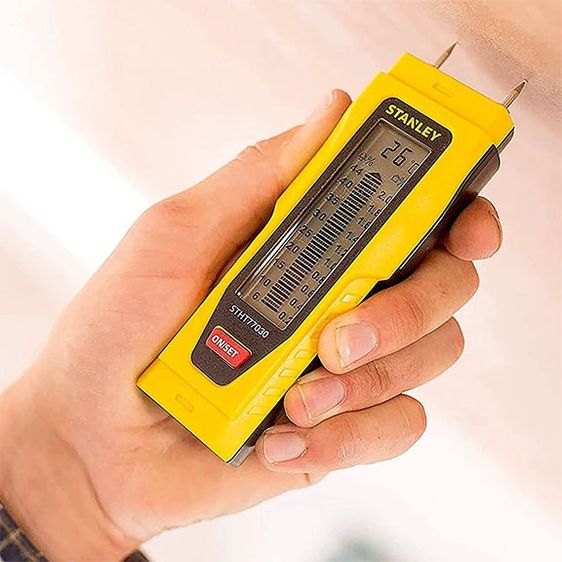 STANLEY เครื่องวัดความชื้น ผนังปูน พื้นคอนกรีต แผ่นยิปซัม พลาสเตอร์ ปูนซีเมนต์ ไม้ ใช้หาจุดน้ำรั่วซึม รูปที่ 2