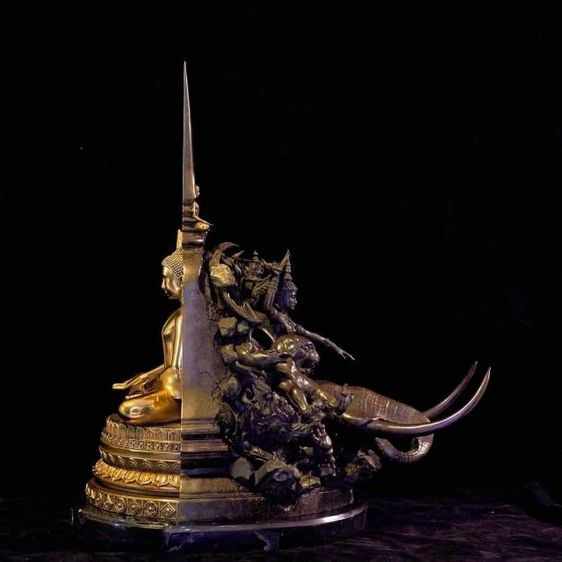 พระมหาเจดีย์ไพรีพินาศ เนื้อบรอนซ์ ขนาด33×57×64เซ็นติเมตร ศิลปะสวยงามน่าสะสมบูชา รูปที่ 5