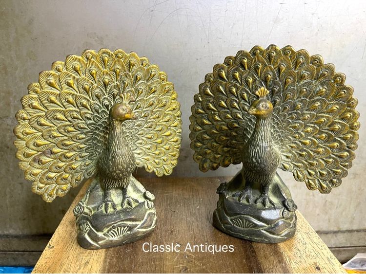 นกยูง รำแพน คู่กลาง ทองเหลืองสะสม รูปที่ 4