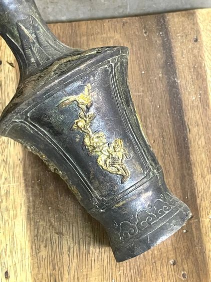 แจกัน หงษ์มังกร ดอกไม้4ฤดู ทองเหลืองสะสมA19 รูปที่ 13